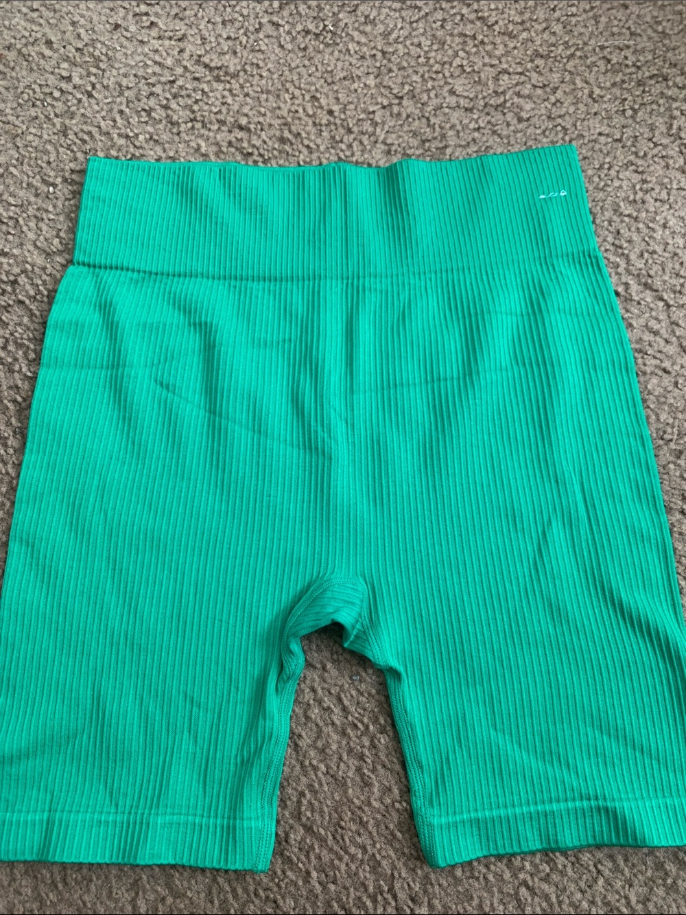 Green Ribbed Bike Shorts for Kids — Stretch Waistband